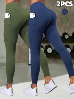1/2 Pcs Super Soft Sports Leggings With Pockets For Women High Waisted Workout Yoga Running Push Up Fitness Tight Pants Women's
