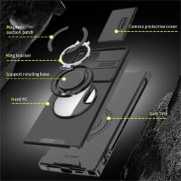 Magnetic Ring Stand Phone Cases For Samsung Galaxy S26 S25 S24 S23 S22 Ultra Plus S21 FE Case Slide Camera Protector Armor Cover