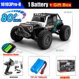 50 or 80KM/H Rc Cars 1/16 Off Drift Road 4WD with LED 2.4G Waterproof Remote Control Monster Truck for Adults and Kids Toy Gift