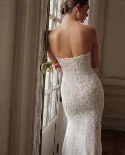Customized Beautiful and Sexy Wedding Dress Beaded Strapless Sleeveless Detachable Trawl Mermaid Wedding Dress Vestido De Novia