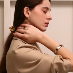La. Muses Mix Color Round Bead Edge Smooth Stainless Steel Women's Earrings Ring Bracelet Set High-end Design Jewelry Gift