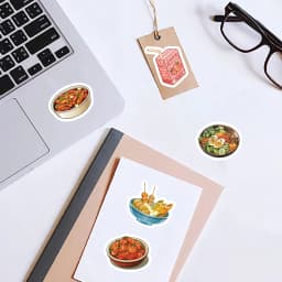 46pcs Korean Food Pattern Stickers for Notebooks, Water Bottles, Suitcases, Food Festivals, Restaurants, Children Stickers