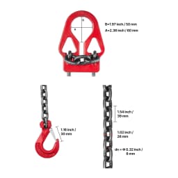 SucceBuy Chain Sling 5/16in x 10ft Lifting Chains with 2 Leg Grab Hooks Adjustable Engine Chain Hoist Lifts for Security Towing