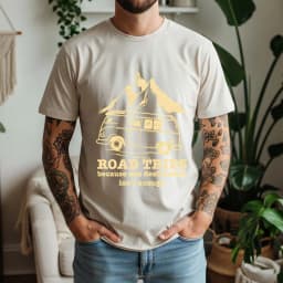 2026 Summer 100% Cotton Road Trips Graphic Oversized Tee Road Trips Camper Van Outdoor Themed Short Sleeve