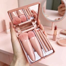 5pcs Mini Makeup Brushes Small Function Kit Complete Brushes Set Cosmetic Brushes With Case And Mirror Travel Size Makeup