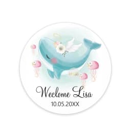 Custom Welcome Baby Hot Air Balloon Animals Birthday Party Labels Favors Round Sticker Baby Shower Personalise Travel Sticker