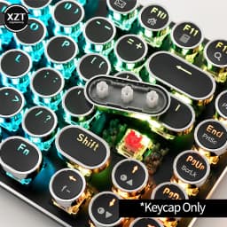 104Pcs/Set PBT Universal Round Key Cap Keycaps for Cherry MX Mechanical Keyboard Universal Backlit Round Design