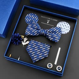 Luxury Neck Tie Set For Men Classic Brand Necktie Bowtie Hanky Cufflinks Floral Brooches Tie Clip Set Wedding Business Box Gift