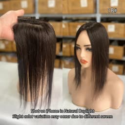 10x12cm Human Hair Topper with Silk Base 40cm Straight Clip in Hairpiece for Women Natural Scalp Simulation Thinning Hair Toupee
