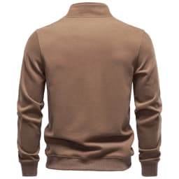 AIOPESON Men's Half Zip Pullover Stand Collar Solid Color Warm Cozy Long Sleeve Sweatshirt Autumn Winter Casual Lightweight Tops