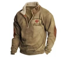 Spring Autumn New Men Wool Collar Half-zipper Hoodies Sweatshirts Print Casual European American Trend Jacket Long-sleeved Tops