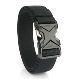 KOLBER New Silver Elastic Belt for Men Metal Buckle Quick Release 3.4cm Casual Belt Tight Woven Stretch Belt Tactical Girdle