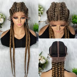 32 inches Large Four Braid Lace Wig for Black Women Braided Wig Full Lace Box Braids Wig Women Synthetic Braided