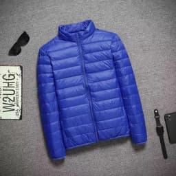 Lightweight Short down Cotton Jacket for Men Spring Autumn Workwear Slim Fit Stand Collar Padded Coat Dad Winter Outerwear