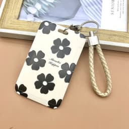 1 Pcs Simple Black And White Flowers Card Holder Campus Student Card Work Permit Bank Card Bus Card ABS Plastic Card Cover