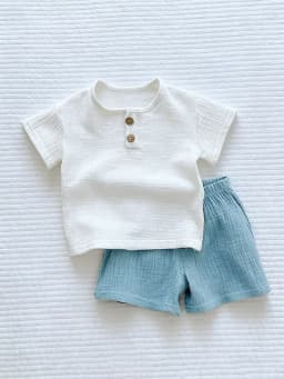 2Pcs Organic Cotton Kids Baby Sets Spring Summer Solid Tshirt Top + Pant Casual Toddler Boy Clothing