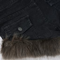 2026 New Retro Fluffy Splicing Denim Shorts Spice Girl Warm Fashion Low Waist Hip Hot Pants Women