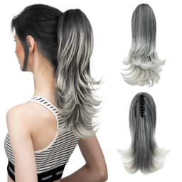 Synthetic Claw Clip In Ponytail Hair Extensions 14 Inch Wavy Hairpiece Fake Blonde Black Hair False Pigtail With Elastic Band