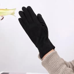 Winter Female Single Layer Warm Cashmere Full Finger Button Cycling Mittens Women Suede Leather Touch Screen Driving Gloves J23