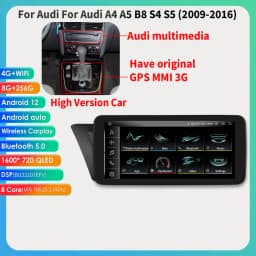 10.25"Android 12 Auto Car radio For Audi A4 A5 B8 S4 S5 2009-2016 Multimedia Video player 4G Carplay GPS navi Stereo QLED Screen