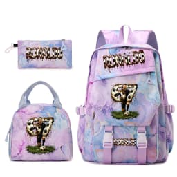 Cr7 Ronaldo 67 Print Student Backpack Set with Lunch Bag Pencil Case Teen Girls School Travel Daypack