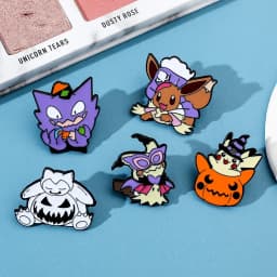 5 Pcs Anime Creativity Brooch Cute Eevee Pikachu Gengar Enamel Pin Metal Badge Jewelry Clothing Backpack Accessories Gift