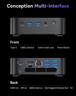 Mini PC AMD R5 7430U 16GB LPDDR4X 512GB M.2 SSD Windows11Pro WiFi Triple 4K Display Desktop Computer For Office Light Gaming