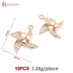 18K Gold Color Airplane Bicycle Tower Windmill Charms Pendants High Quality Diy Jewelry Making Necklace Earrings Accessories
