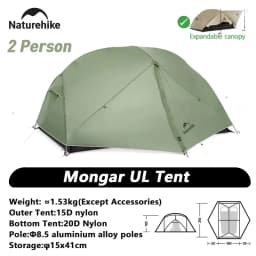 Naturehike Mongar 1 2 3 Base/UL/PRO Camping Tent Ultralight Outdoor Waterproof Hiking Tent 1 2 3 Person Backpacking Tent