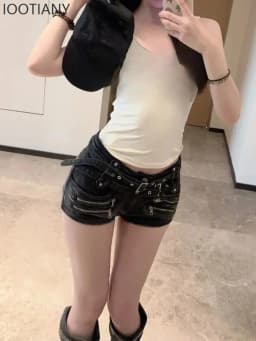 Streetwear Punk Multi Zipper Patchwork Vintage Gothic Cargo Denim Shorts Women Y2k Mini Hot Pants Slim Fit Short Jeans