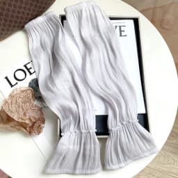 Women Summer Ice Silk Sunscreen Long Sleeves Fingerless Gloves Elegant Pearl Decoration High Elasticity Thin Driving Cycling