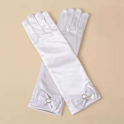 29cm Children Long Gloves Princess Dance Performance Stage Party Wedding Glove Satin Bow Full Finger Mittens Birthday Gifts G332