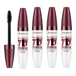 Amococo 2/4pcs 7D Mascara Black Volume Mascara for Eyelashes Eye Makeup Mascara for Women Long Lasting Lash Makeup Easy Apply Daily Beauty Cosmetic Makeup Gift