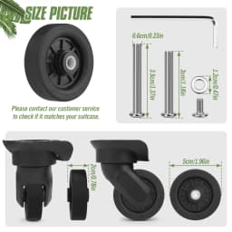 4Pcs Black Luggage Replacement Wheels Suitcase Repair Wheel Part W/H Screw Mute Travel Trolley Case Replacement 5cm Axles Caster