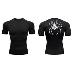 Spider Print Compression Shirts for Men Gym Workout Fitness Undershirts Short Sleeve Quick Dry Athletic T-Shirt Tops Sportswear