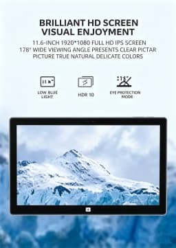 11.6 Inch 6GB RAM 128GB ROM Window 10 Intel Celeron E3950 CPU System 1920×1200 Tablet PC for Students & Business Office Work