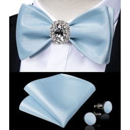 Classic White Selr-tie Bowtie with Ring Pocket Square Cufflinks Set Fashion Solid Men's Bow Tie for Wedding Groom Business Knots