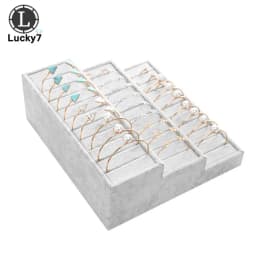 Gray & Black Flannel 3-layer Bracelet Display Stand Ring Bracelet Display Tray Counter Jewelry Display Stand Bracelet Organizer