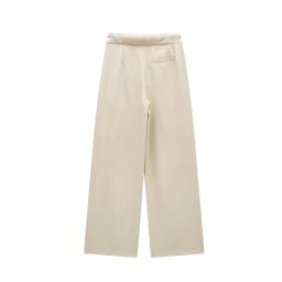 DUOPERI Women Fashion Solid Lace Up Side Zipper Straight Pants Vintage High Elastic Waist Female Chic Lady Trousers