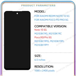For Xiaomi Redmi Note 10 5G LCD Display Touch Screen Digitizer Assembly M2103K19G M2103K19C LCD Screen Replacement Repair Parts