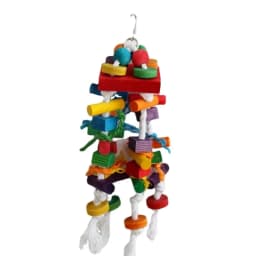 Colorful Wooden Parrot Chew Toys, Interactive Bite Bird Toys with Various Shapes for Large Parrots Pet Supplies
