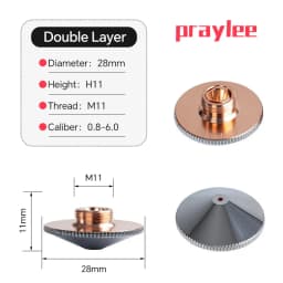 Raytools Nozzle for Fiber Laser D28 M11 H15 Single Double Chrome Plated Caliber 0.8-6.0mm Precitec WSX HANS Cutting Machine