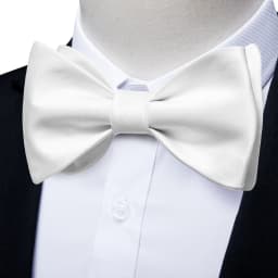 Classic White Selr-tie Bowtie with Ring Pocket Square Cufflinks Set Fashion Solid Men's Bow Tie for Wedding Groom Business Knots