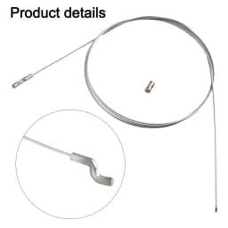 Steel Wire Throttle Cable with Z Hook End and Screw Nipple for Garden Machines Including Brush Cutters and Lawnmowers
