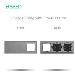BSEED EU Standard Touch Light Switch Panel With Wall Socket Frames 228mm Metal Base Included Glass Frame Without Switch Part
