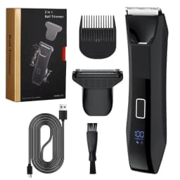 Groin & Body Hair Trimmer –Dual-Head Safe Trimmer & Foil Blades, Waterproof Wet/Dry Groomer USB-C Rechargeable with Travel Lock