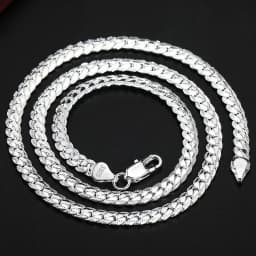 Hot Sale Fine 925 Sterling Silver 5MM 18K Gold Full Sideways Chain Necklace For Woman Men Fashion Wedding Engagement Jewelry