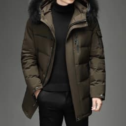Style Hooded Jacket Short Length Casual with Windproof Wrinkle Finish Zipper Closure Thickened Regular Length Winter for Men