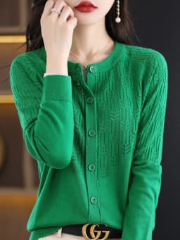 Spring Autumn Women Wool Blend Sweater O-neck Hollow Out Cardigan New Fashion Casual Knitted Slim Soft Jacket Bottoming Tops