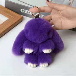 Fluffy Rabbit Pompon Bunny Keychain For Women Bag Car Key Chain Cute Rabbit Key Ring On Bag Car Trinket Pendant Gift